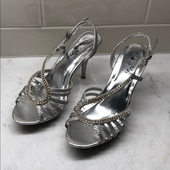 silver formal heels